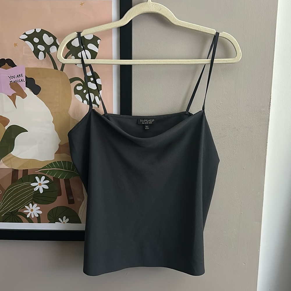 Topshop Dark Grey Blouse/Tank - Size 8
